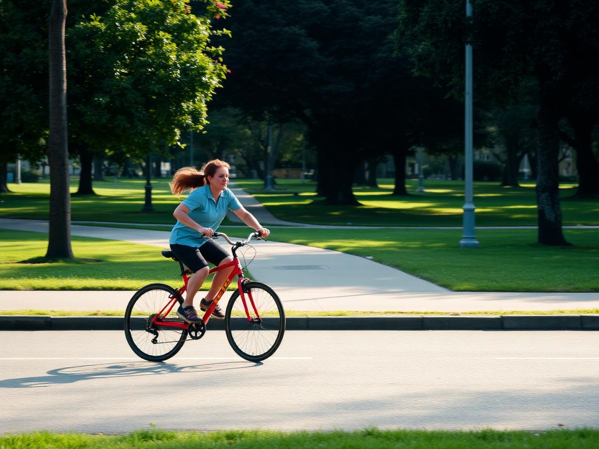 Pessoa pedalando em parque com seguro de acidentes pessoais