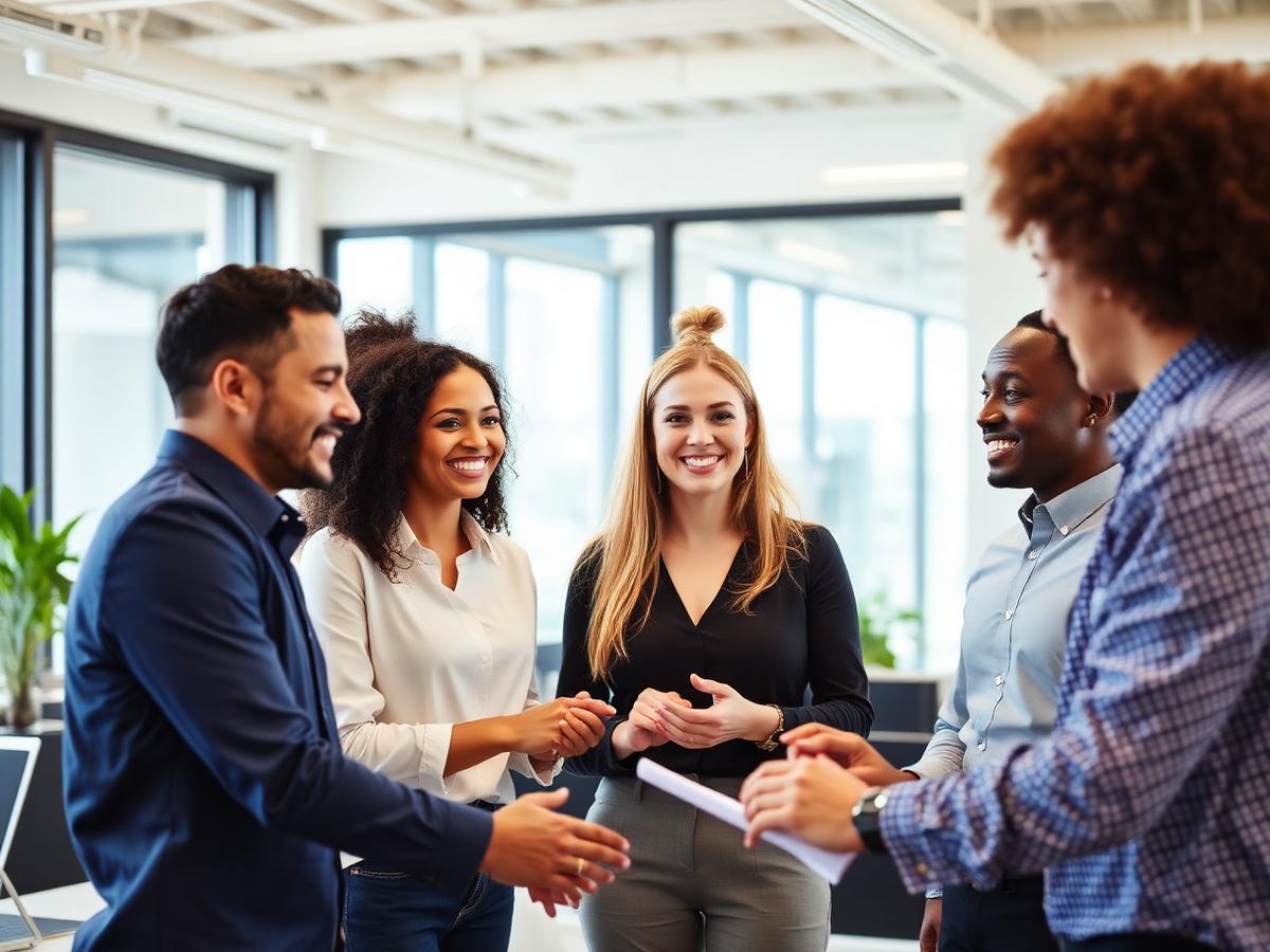Equipe de colaboradores em escritório com seguro de vida em grupo
