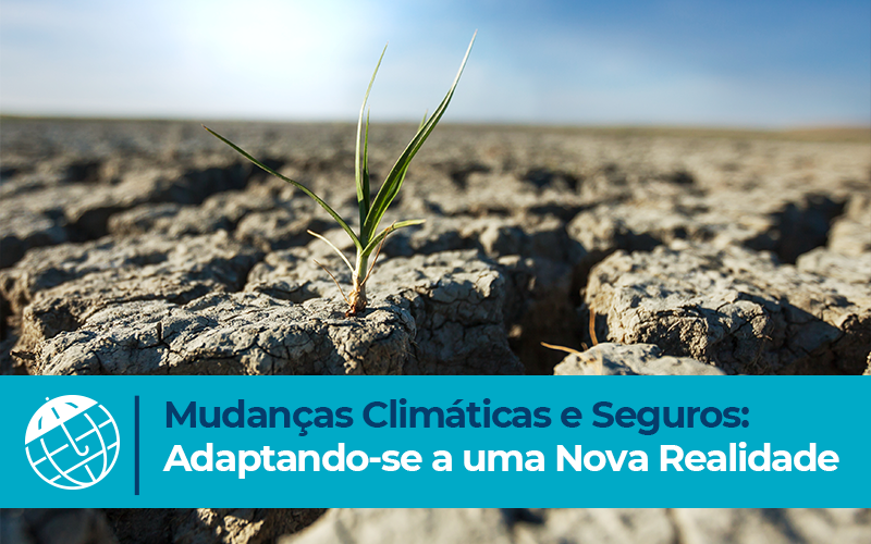 Broto verde crescendo em solo seco e rachado, representando resiliência diante das mudanças climáticas.